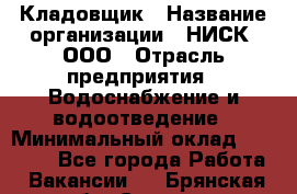 Кладовщик › Название организации ­ НИСК, ООО › Отрасль предприятия ­ Водоснабжение и водоотведение › Минимальный оклад ­ 17 000 - Все города Работа » Вакансии   . Брянская обл.,Сельцо г.